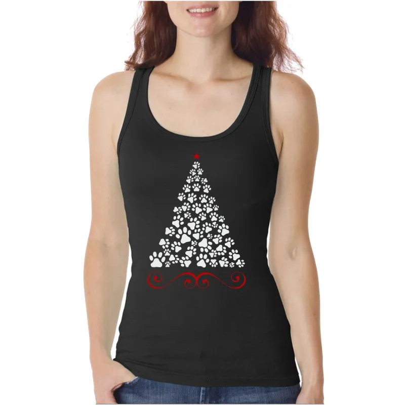 Paw Christmas Tree - Women's Word Art Tank Top sold by LA Pop Art