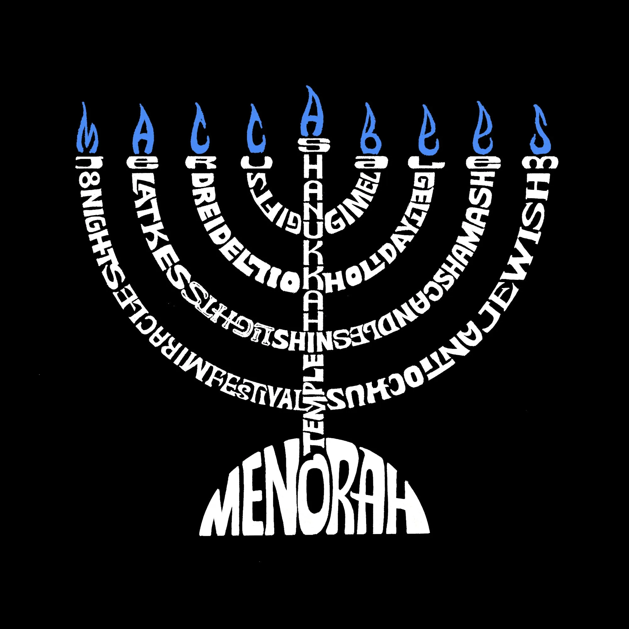 Hanukkah Menorah - Women's Raglan Word Art T-Shirt sold by LA Pop Art product image thumbnail 2