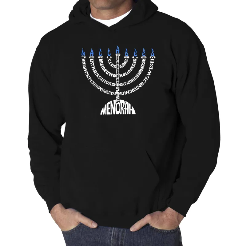 Hanukkah Menorah - Men's Word Art Hooded Sweatshirt sold by LA Pop Art