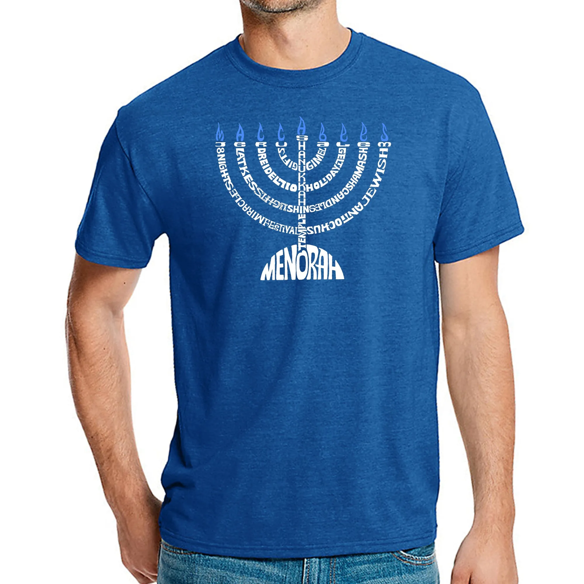 Hanukkah Menorah - Men's Premium Blend Word Art T-Shirt sold by LA Pop Art product image thumbnail 4