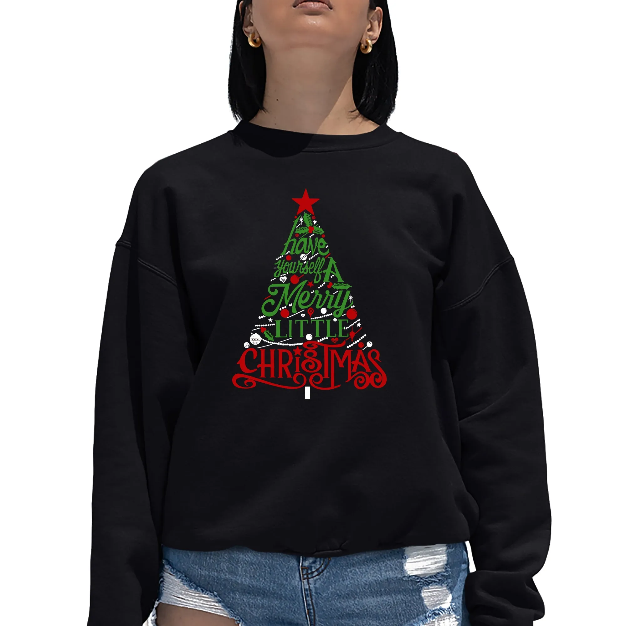 Have Yourself a Merry Little Christmas - Women's Word Art Crewneck Sweatshirt sold by LA Pop Art