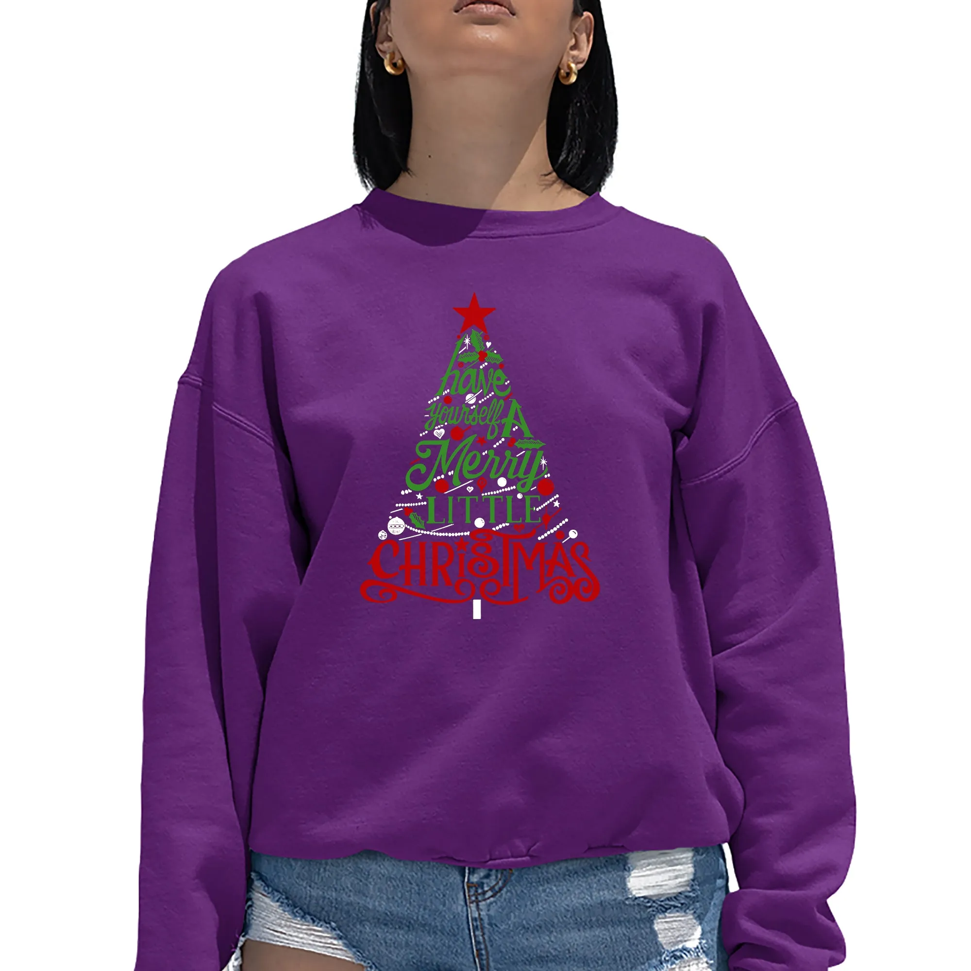 Have Yourself a Merry Little Christmas - Women's Word Art Crewneck Sweatshirt sold by LA Pop Art product image thumbnail 3