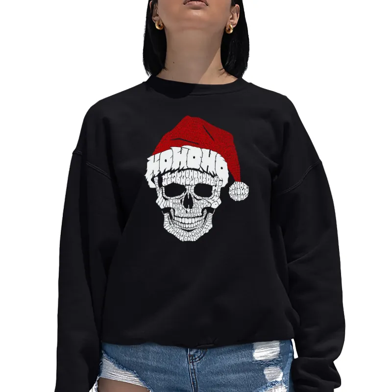 Santa Skull - Women's Word Art Crewneck Sweatshirt sold by LA Pop Art