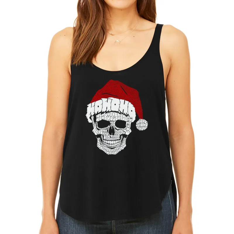 Santa Skull - Women's Premium Word Art Flowy Tank Top sold by LA Pop Art