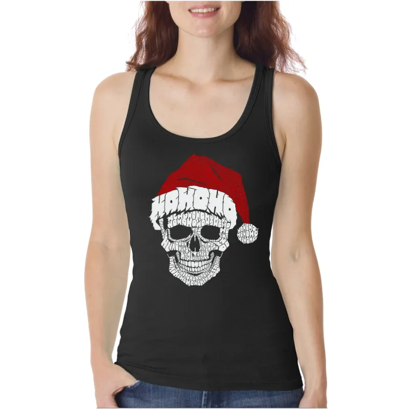 Santa Skull - Women's Word Art Tank Top sold by LA Pop Art