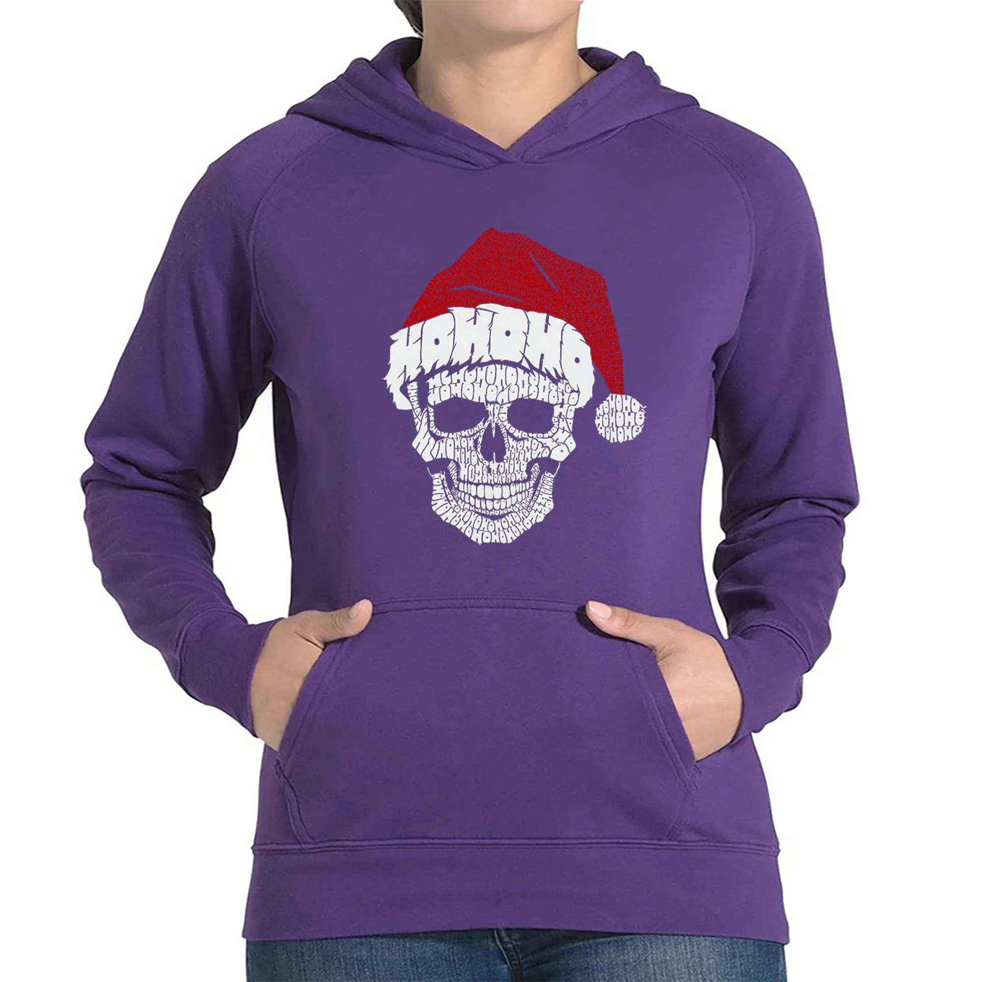 Santa Skull - Women's Word Art Hooded Sweatshirt sold by LA Pop Art product image thumbnail 3
