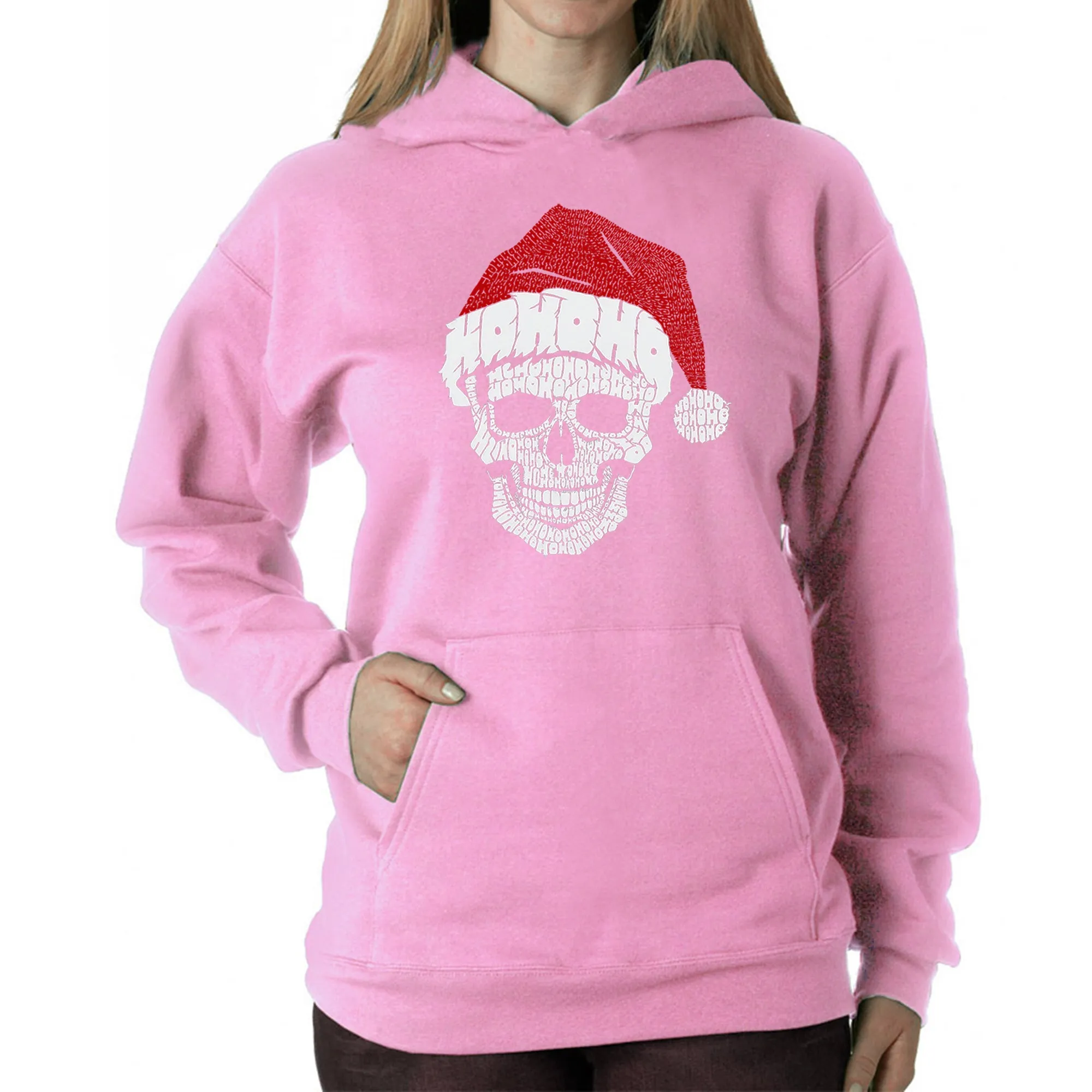 Santa Skull - Women's Word Art Hooded Sweatshirt sold by LA Pop Art product image thumbnail 4