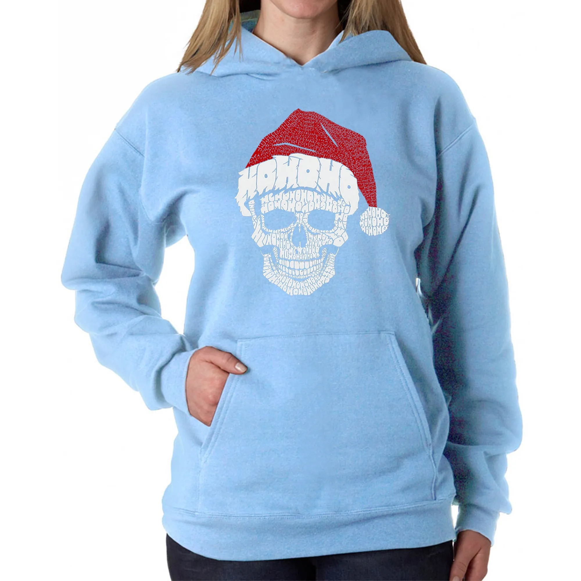 Santa Skull - Women's Word Art Hooded Sweatshirt sold by LA Pop Art product image thumbnail 5