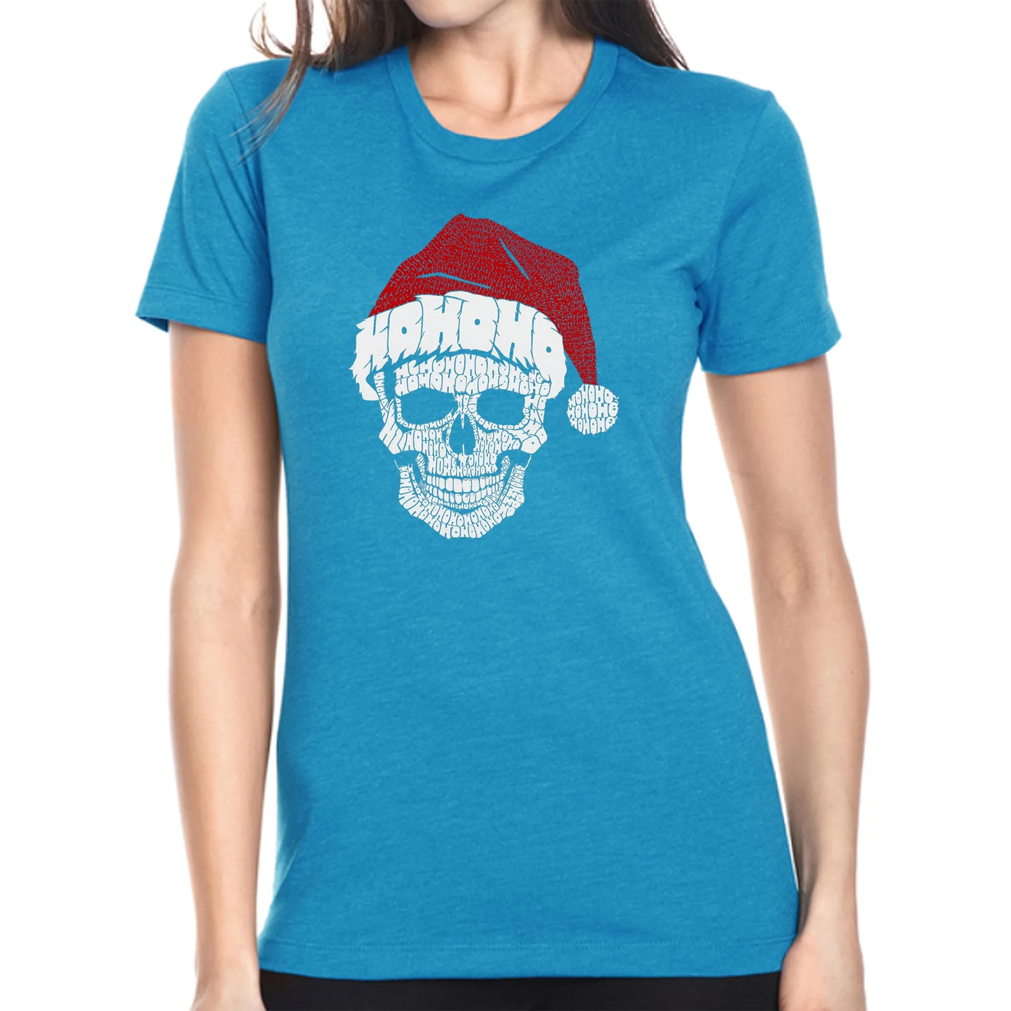 Santa Skull - Women's Premium Blend Word Art T-Shirt sold by LA Pop Art product image thumbnail 4