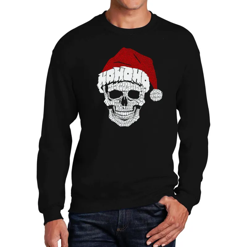 Santa Skull - Men's Word Art Crewneck Sweatshirt sold by LA Pop Art