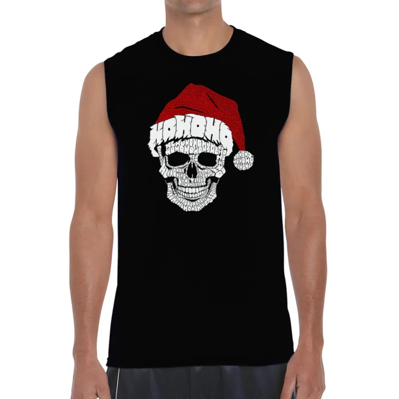 Santa Skull - Men's Word Art Sleeveless T-Shirt sold by LA Pop Art