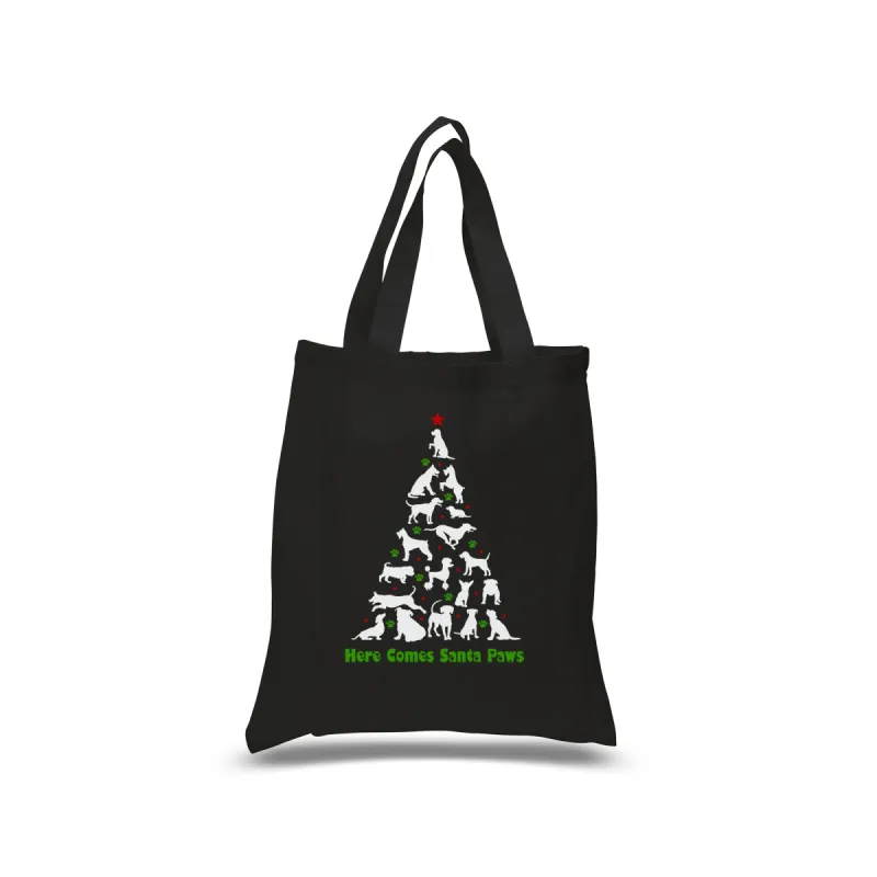 Here Comes Santa Paws - Small Word Art Tote Bag sold by LA Pop Art