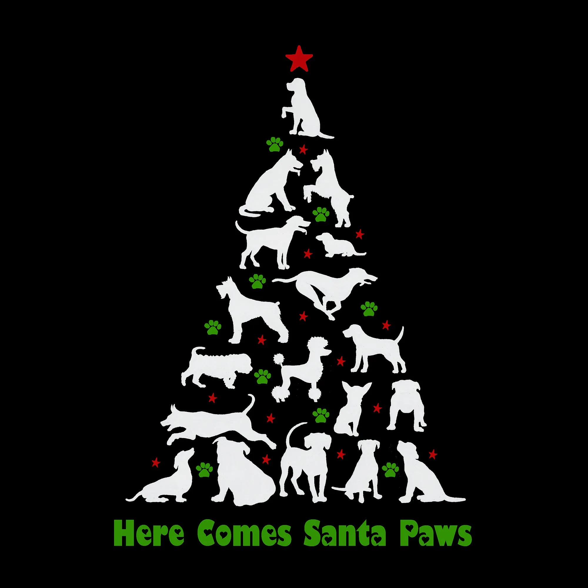 Here Comes Santa Paws - Women's Word Art Hooded Sweatshirt sold by LA Pop Art product image thumbnail 2