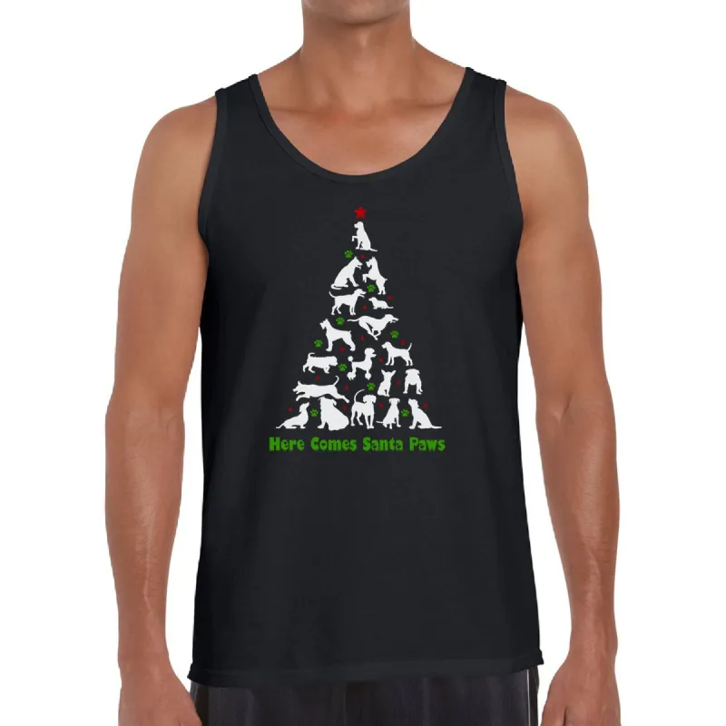 Here Comes Santa Paws - Men's Word Art Tank Top sold by LA Pop Art