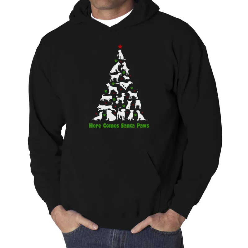 Here Comes Santa Paws - Men's Word Art Hooded Sweatshirt sold by LA Pop Art