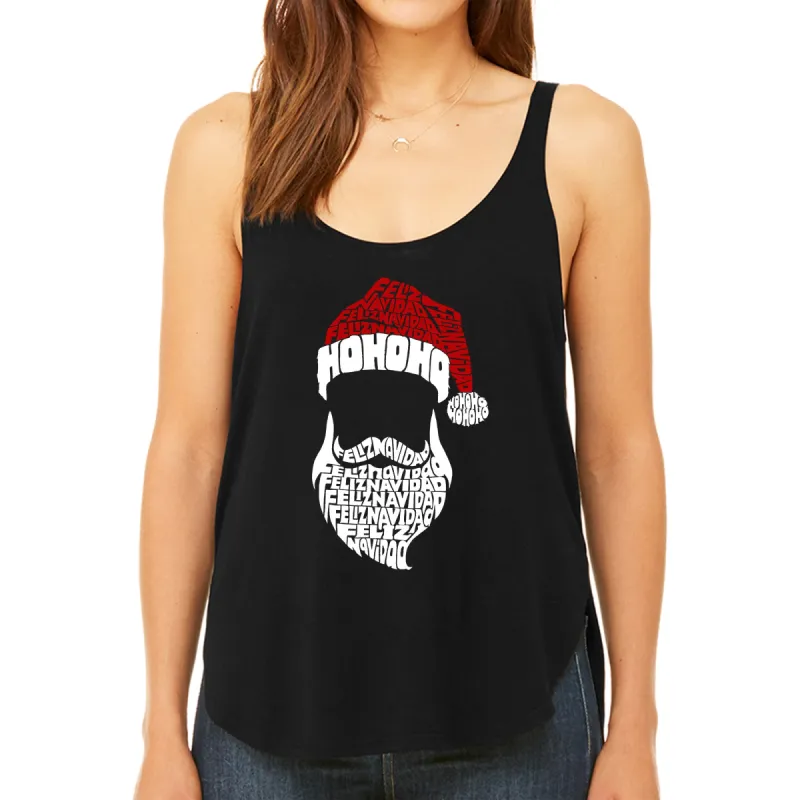 Feliz Navidad Santa Claus - Women's Premium Word Art Flowy Tank Top sold by LA Pop Art