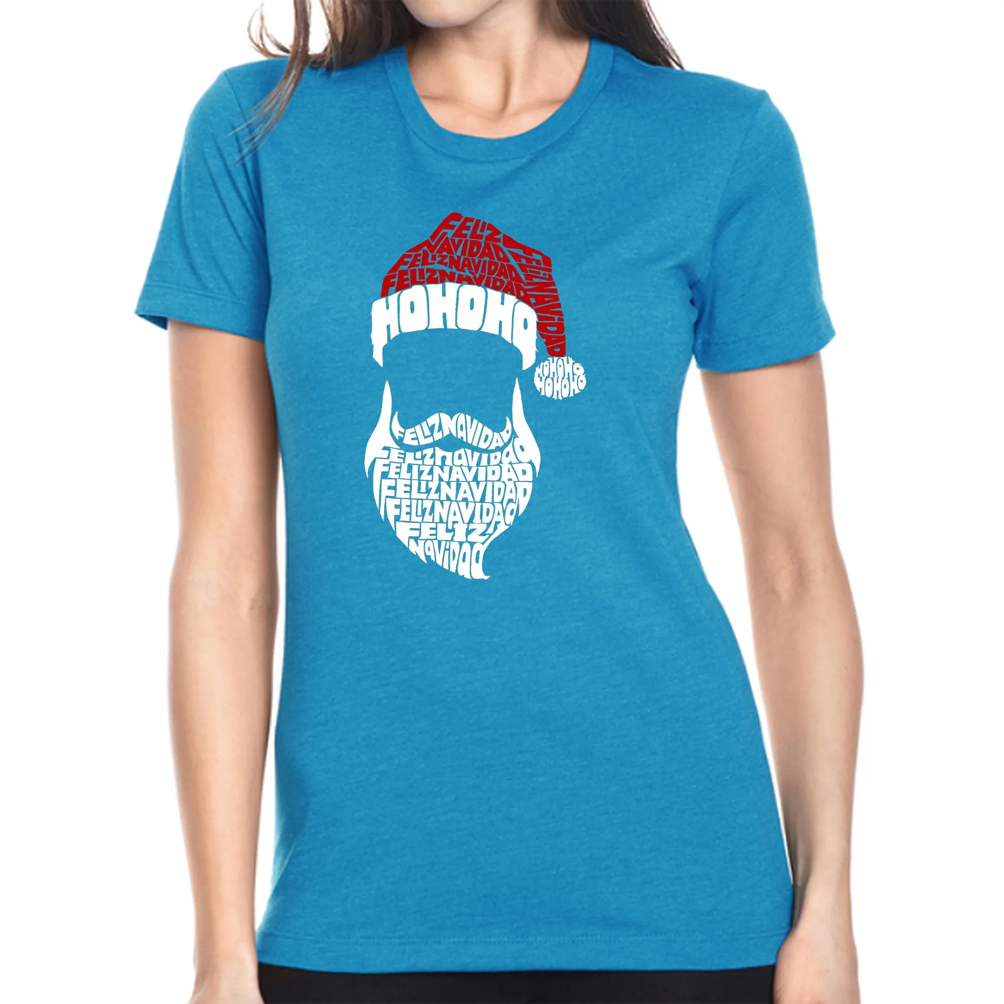 Feliz Navidad Santa Claus - Women's Premium Blend Word Art T-Shirt sold by LA Pop Art product image thumbnail 4
