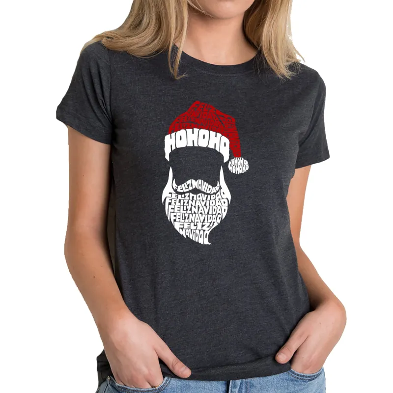 Feliz Navidad Santa Claus - Women's Premium Blend Word Art T-Shirt sold by LA Pop Art