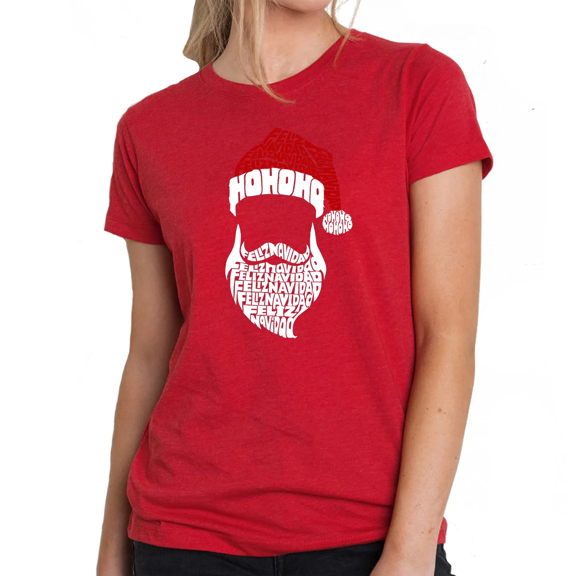 Feliz Navidad Santa Claus - Women's Premium Blend Word Art T-Shirt sold by LA Pop Art product image thumbnail 5