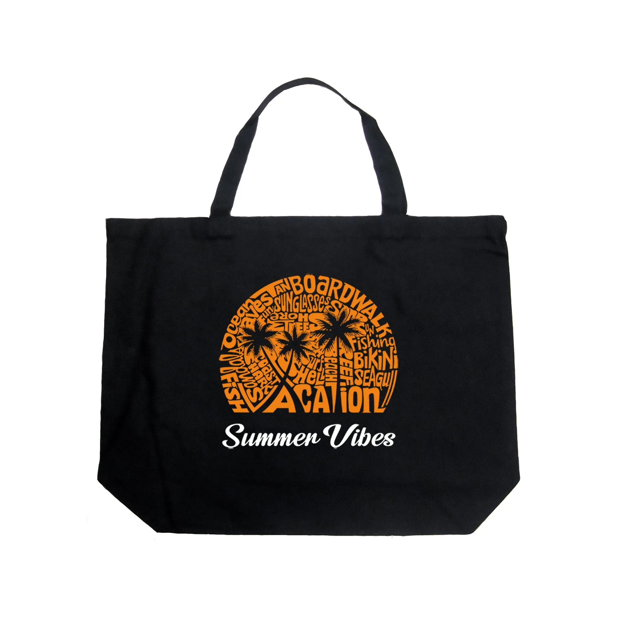 Summer Vibes - Large Word Art Tote Bag sold by LA Pop Art