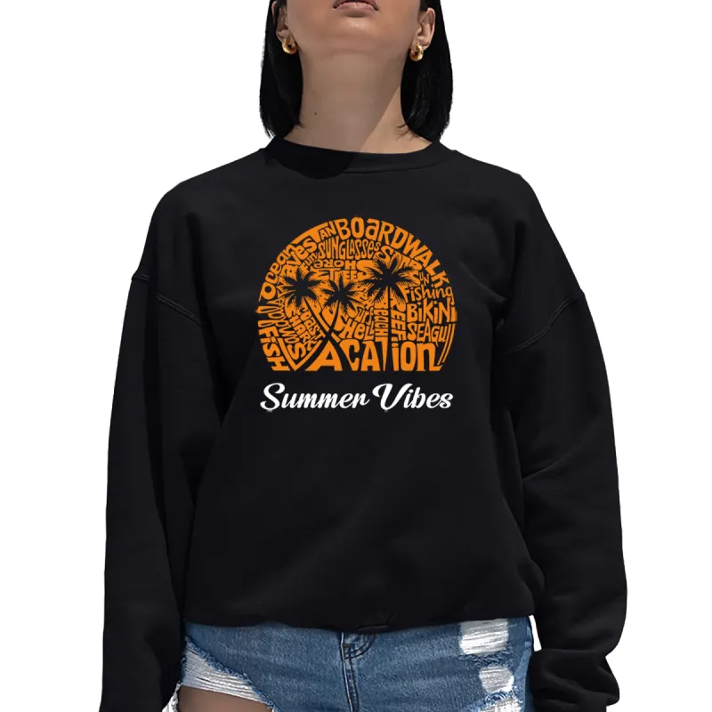 Summer Vibes - Women's Word Art Crewneck Sweatshirt sold by LA Pop Art