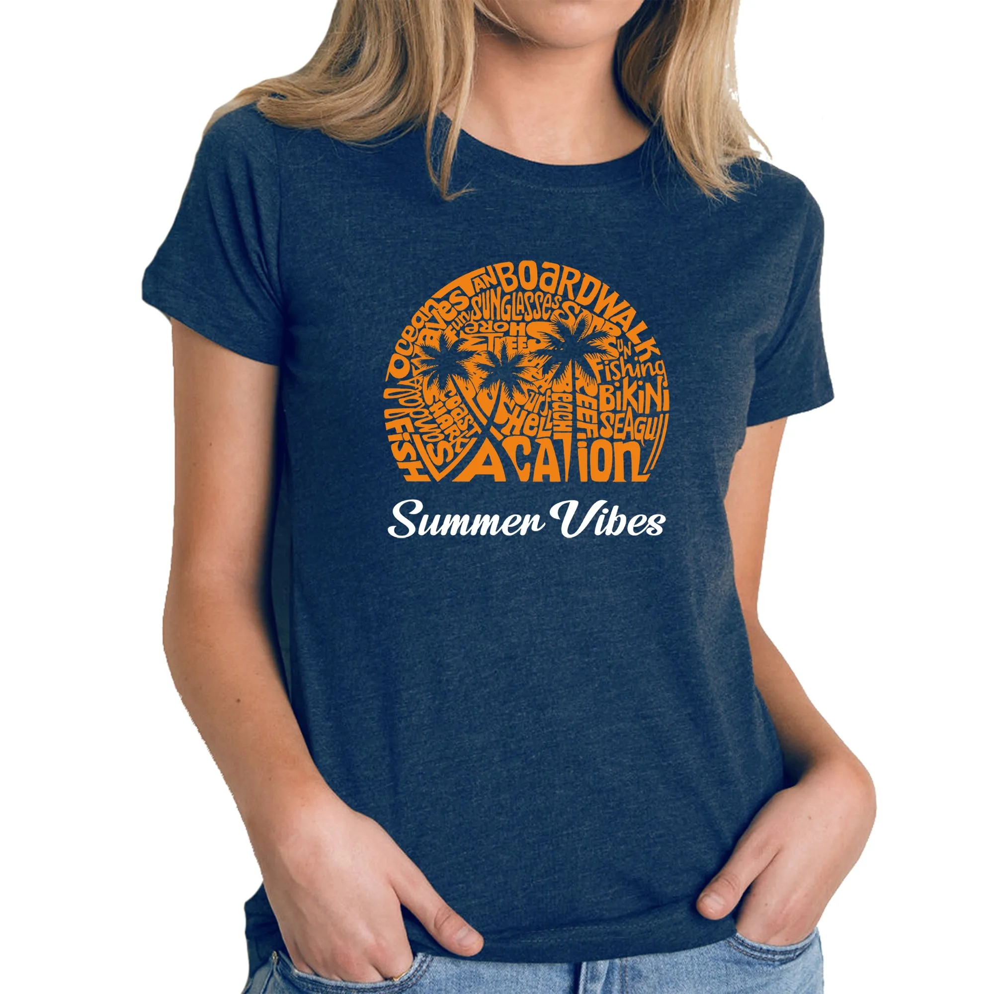 Summer Vibes - Women's Premium Blend Word Art T-Shirt sold by LA Pop Art product image thumbnail 3