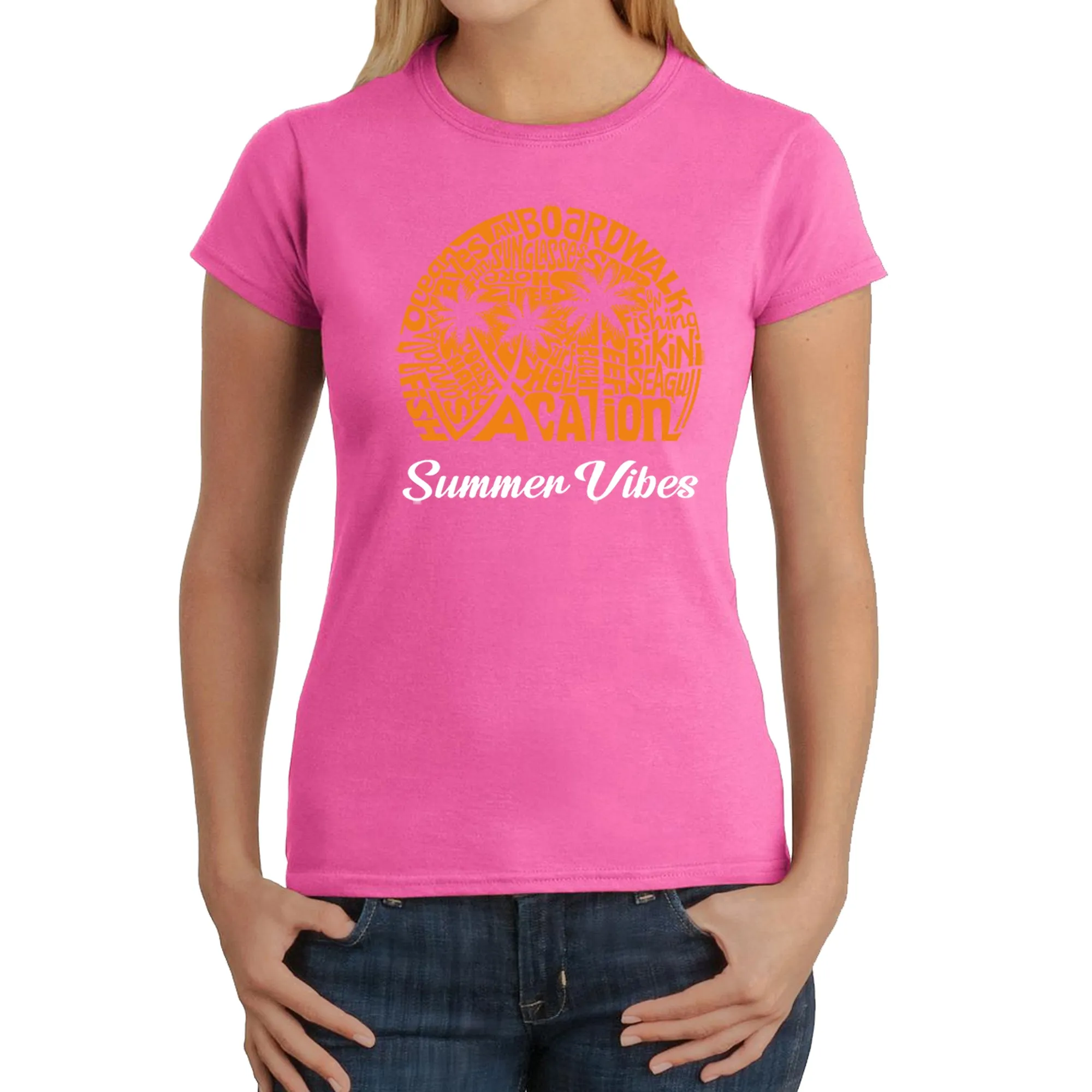 Summer Vibes - Women's Word Art T-Shirt sold by LA Pop Art product image thumbnail 4