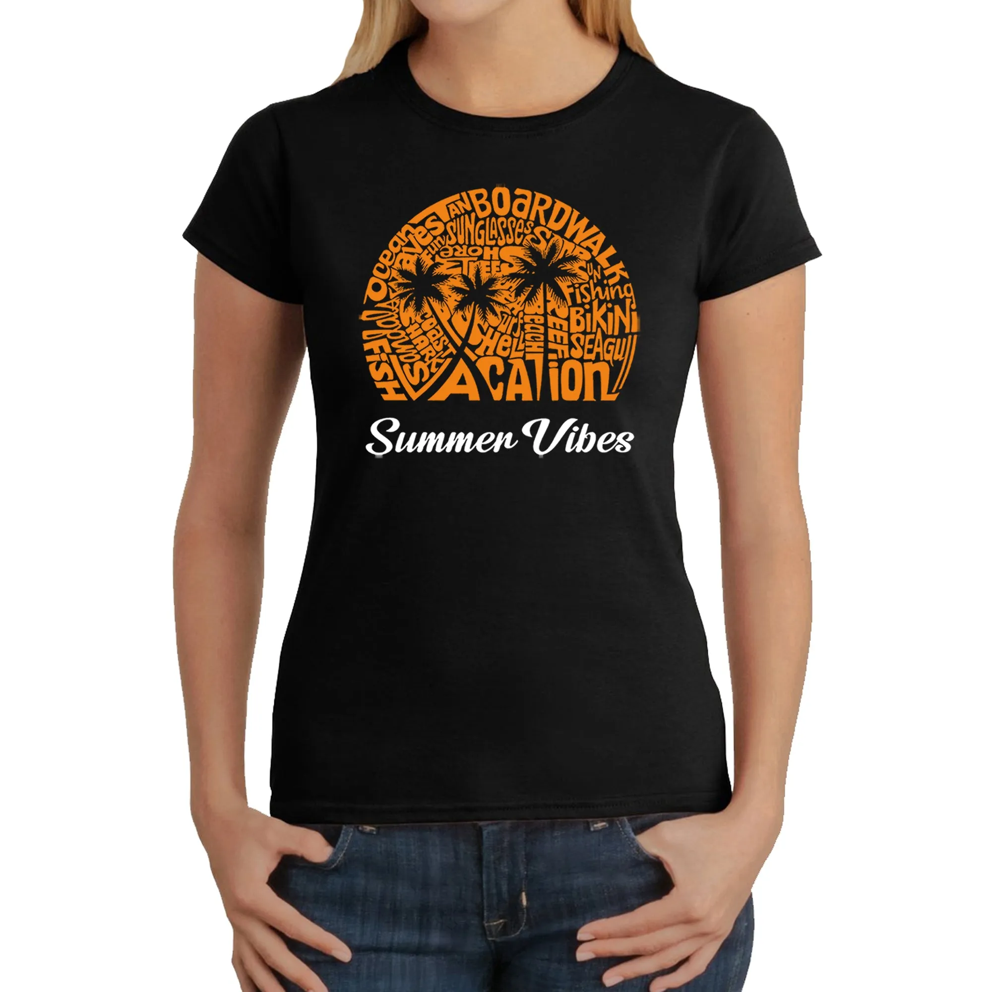 Summer Vibes - Women's Word Art T-Shirt sold by LA Pop Art