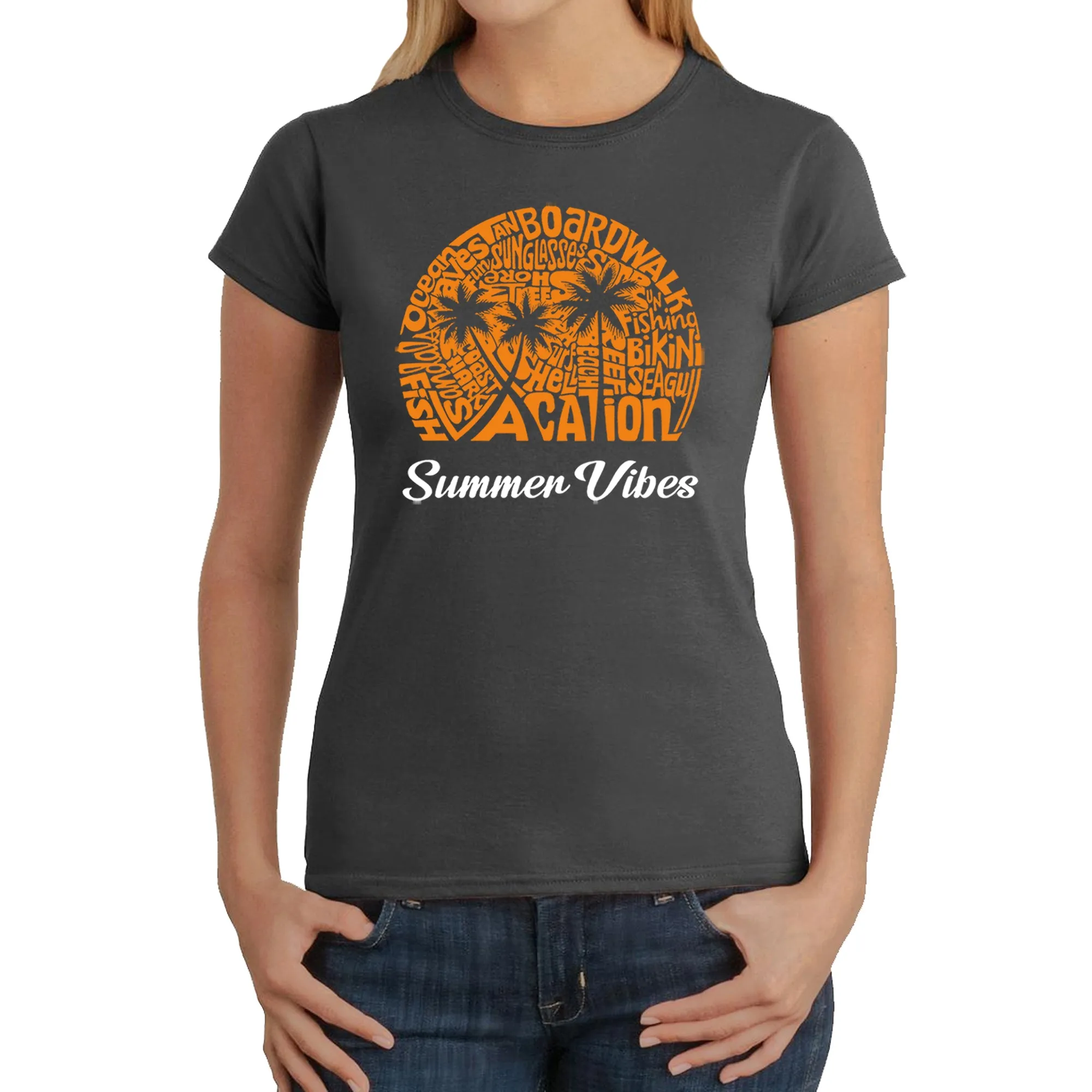 Summer Vibes - Women's Word Art T-Shirt sold by LA Pop Art product image thumbnail 5