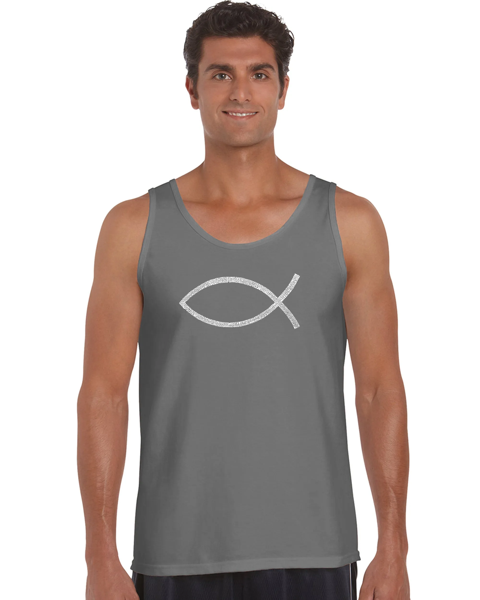 JESUS FISH - Men's Word Art Tank Top sold by LA Pop Art product image thumbnail 5
