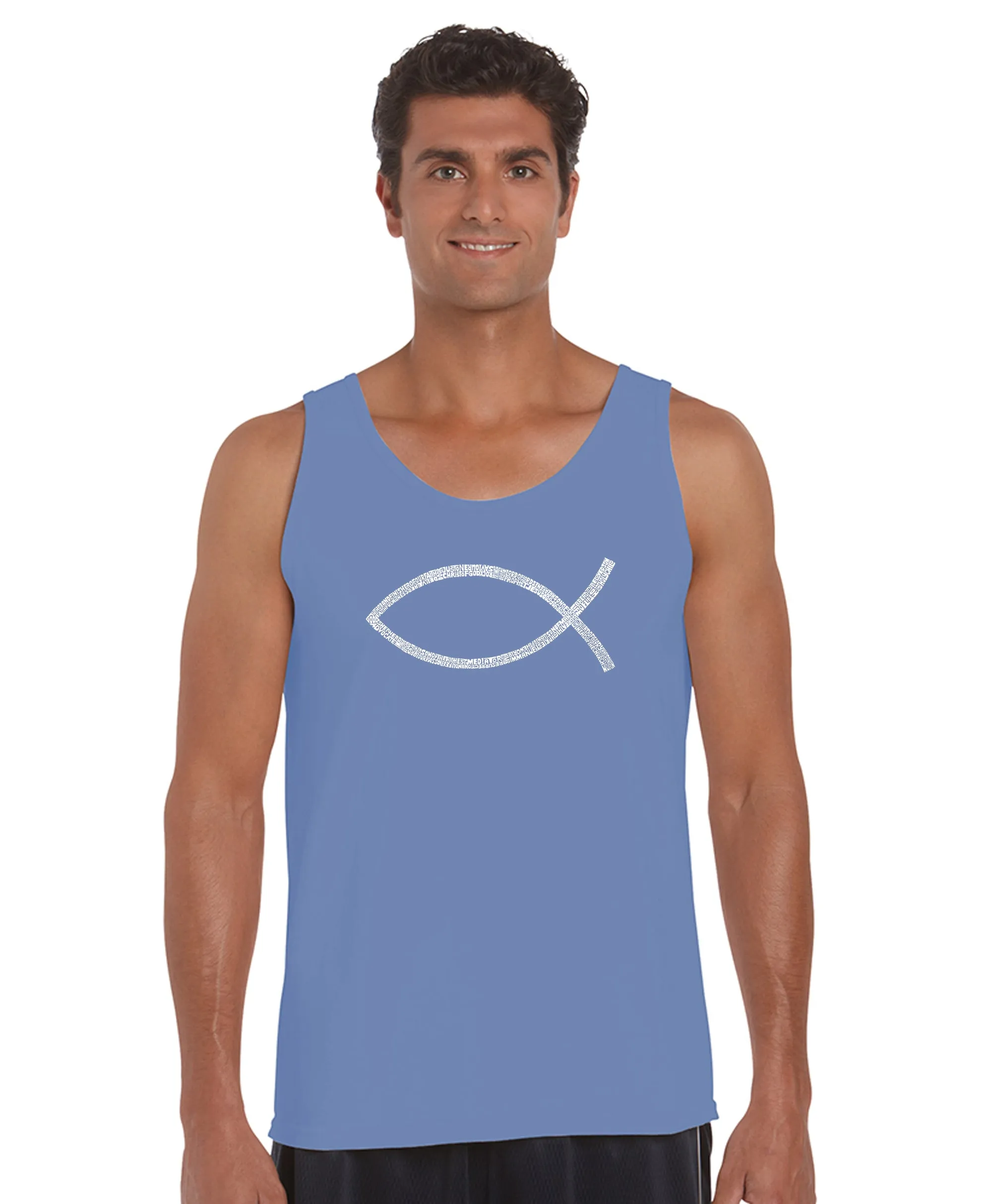 JESUS FISH - Men's Word Art Tank Top sold by LA Pop Art product image thumbnail 3