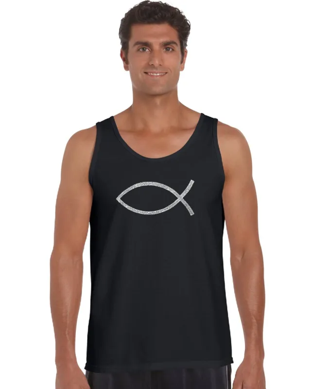 JESUS FISH - Men's Word Art Tank Top made by LA Pop Art