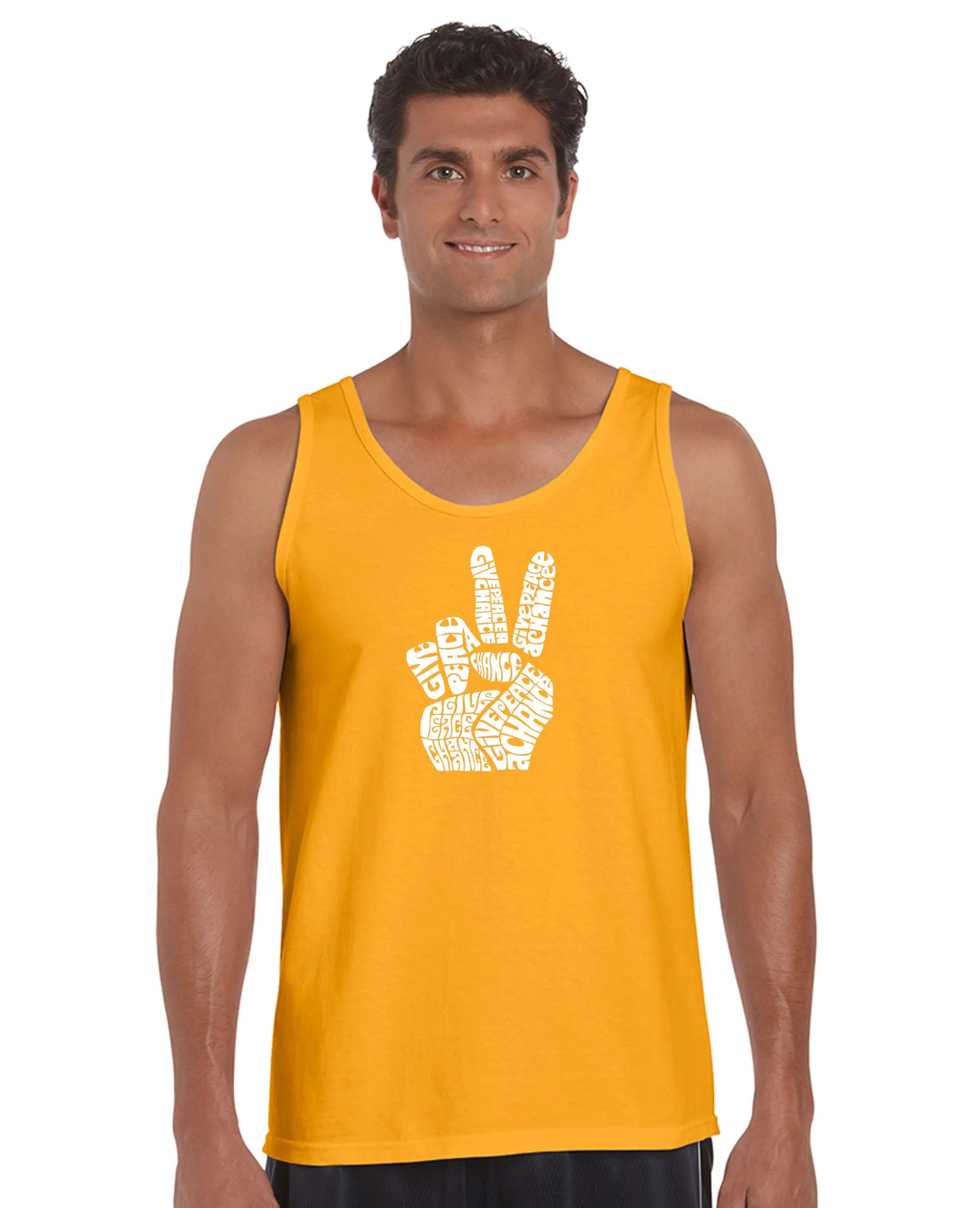 PEACE FINGERS - Men's Word Art Tank Top sold by LA Pop Art product image thumbnail 4