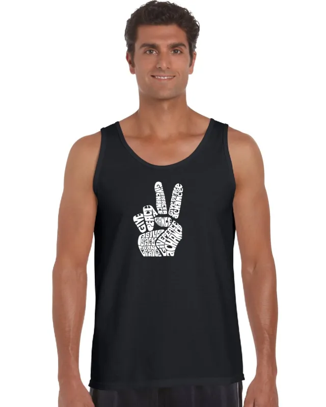 PEACE FINGERS - Men's Word Art Tank Top sold by LA Pop Art