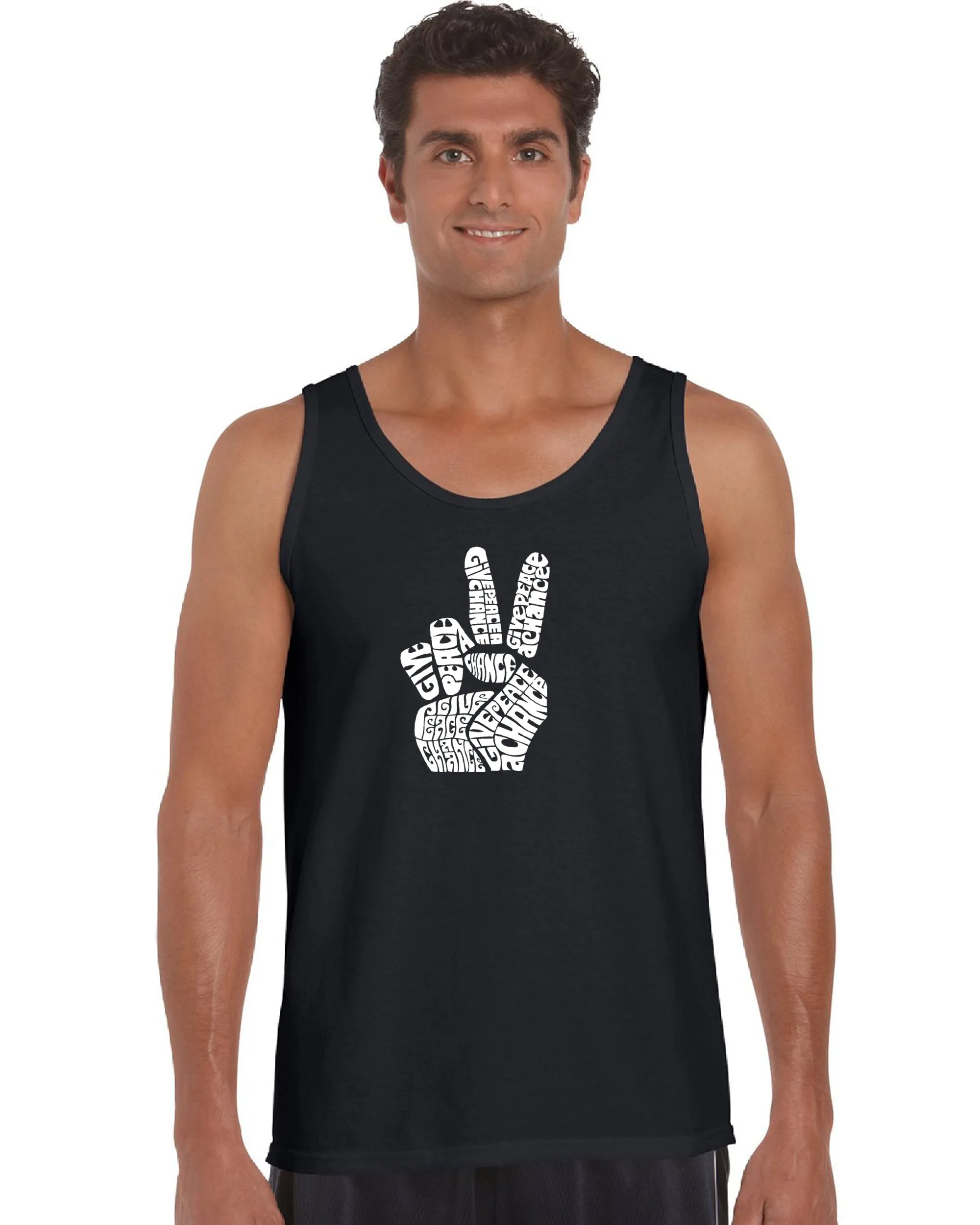 PEACE FINGERS - Men's Word Art Tank Top sold by LA Pop Art