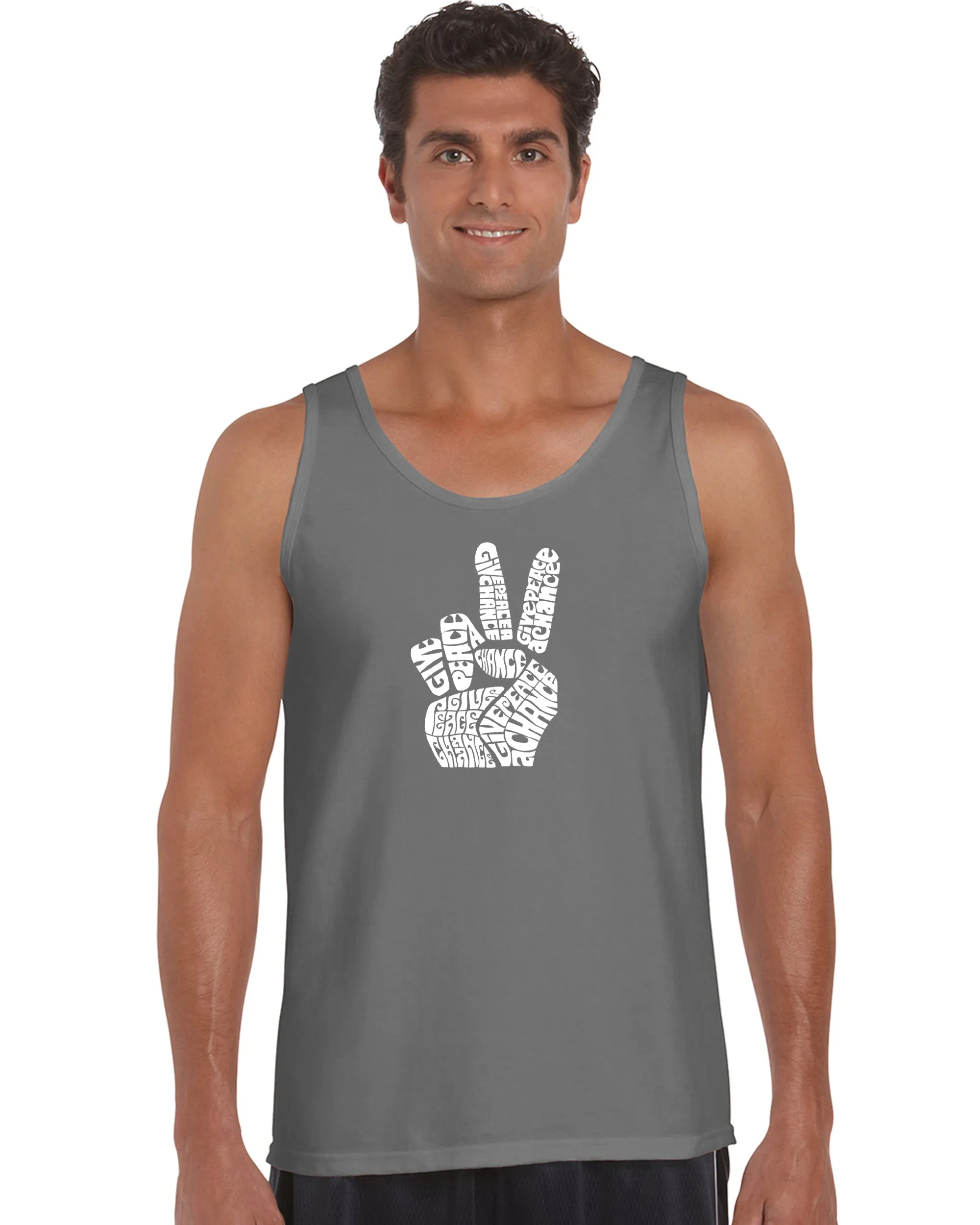 PEACE FINGERS - Men's Word Art Tank Top sold by LA Pop Art product image thumbnail 5