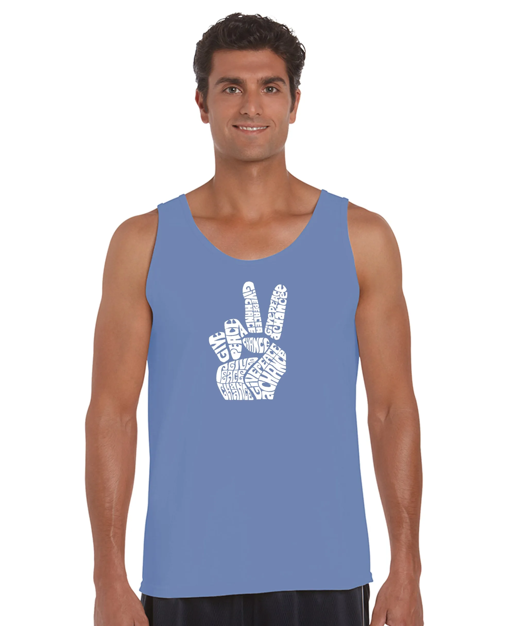 PEACE FINGERS - Men's Word Art Tank Top sold by LA Pop Art product image thumbnail 3