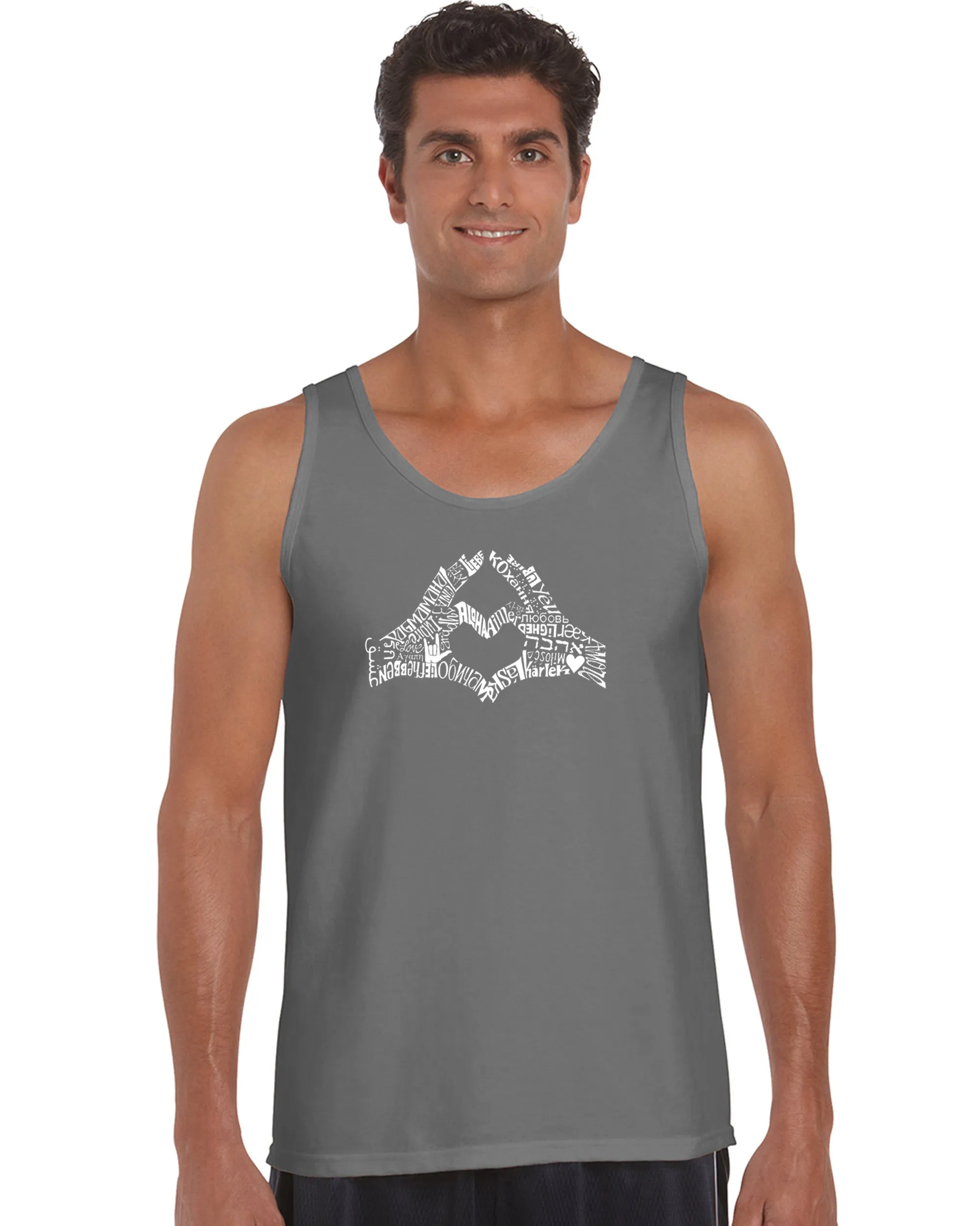 Finger Heart - Men's Word Art Tank Top sold by LA Pop Art product image thumbnail 5