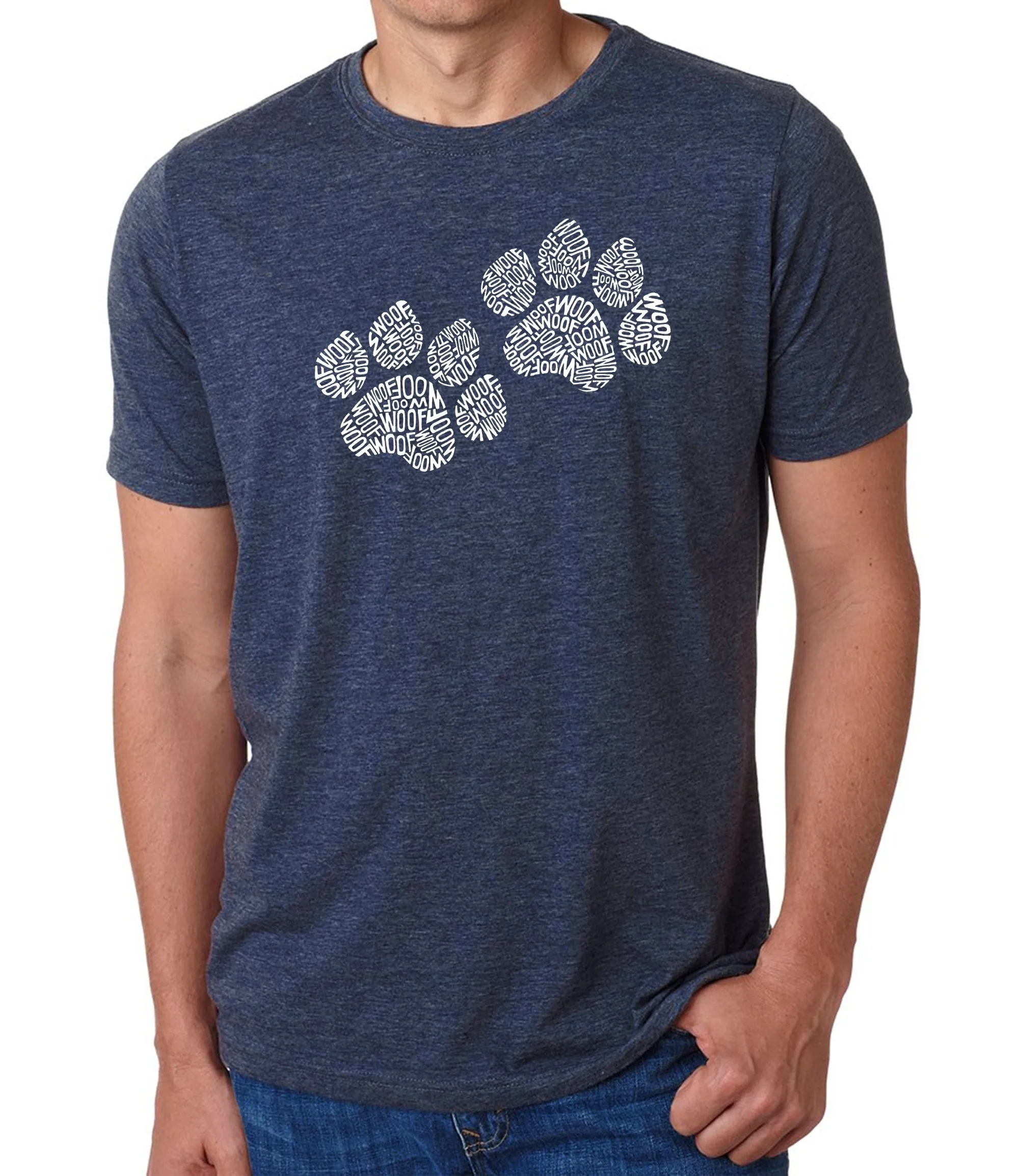 Woof Paw Prints - Men's Premium Blend Word Art T-Shirt sold by LA Pop Art product image thumbnail 3