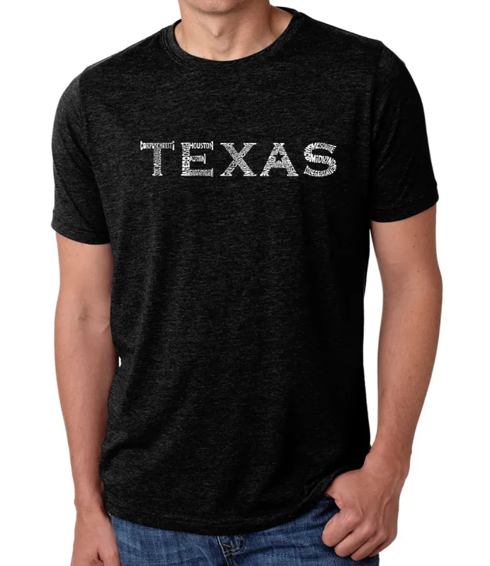THE GREAT CITIES OF TEXAS - Men's Premium Blend Word Art T-Shirt sold by LA Pop Art