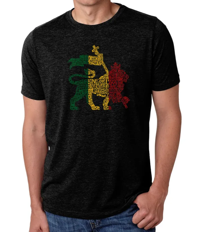 One Love Rasta Lion - Men's Premium Blend Word Art T-Shirt sold by LA Pop Art