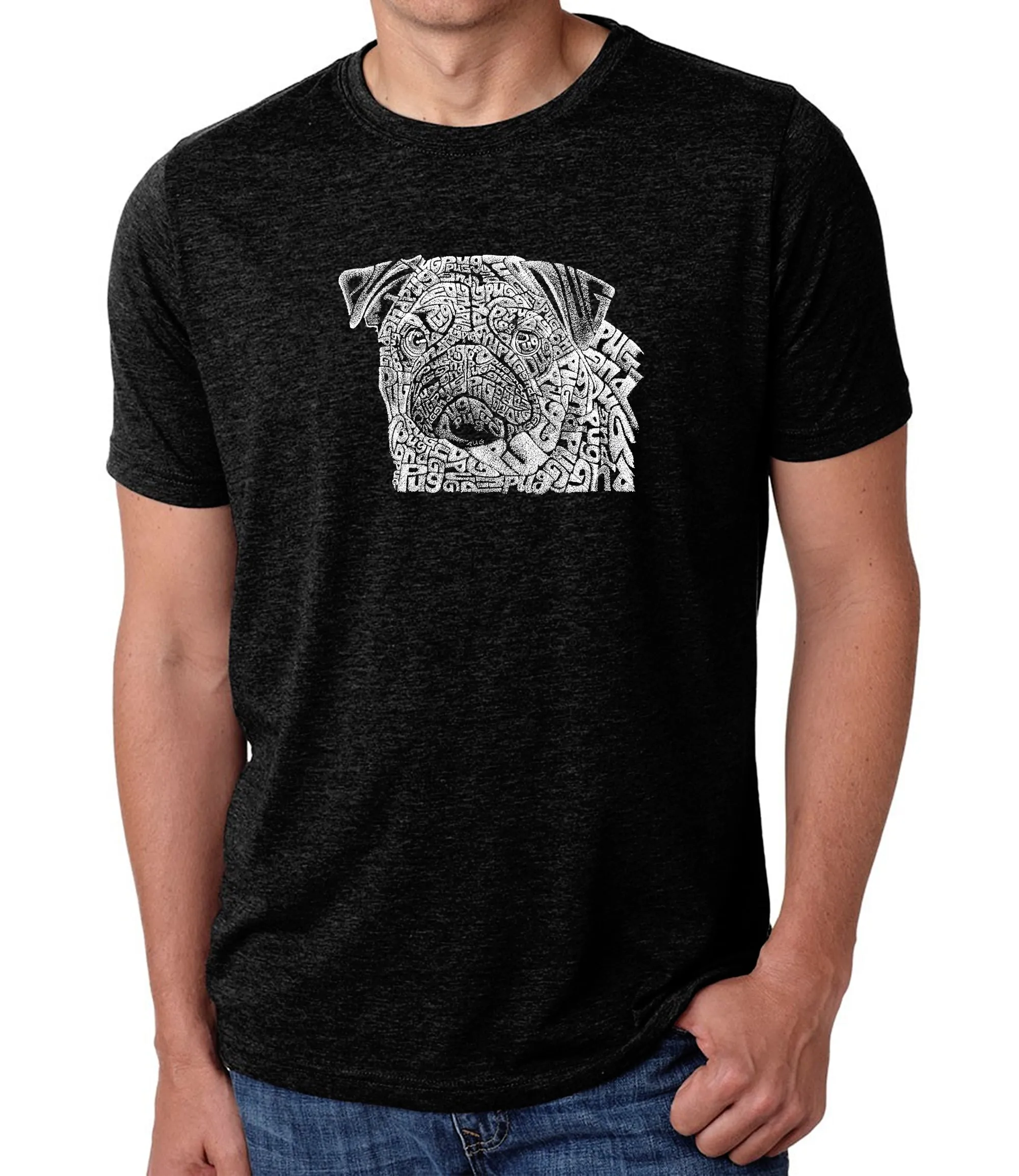 Pug Face - Men's Premium Blend Word Art T-Shirt sold by LA Pop Art