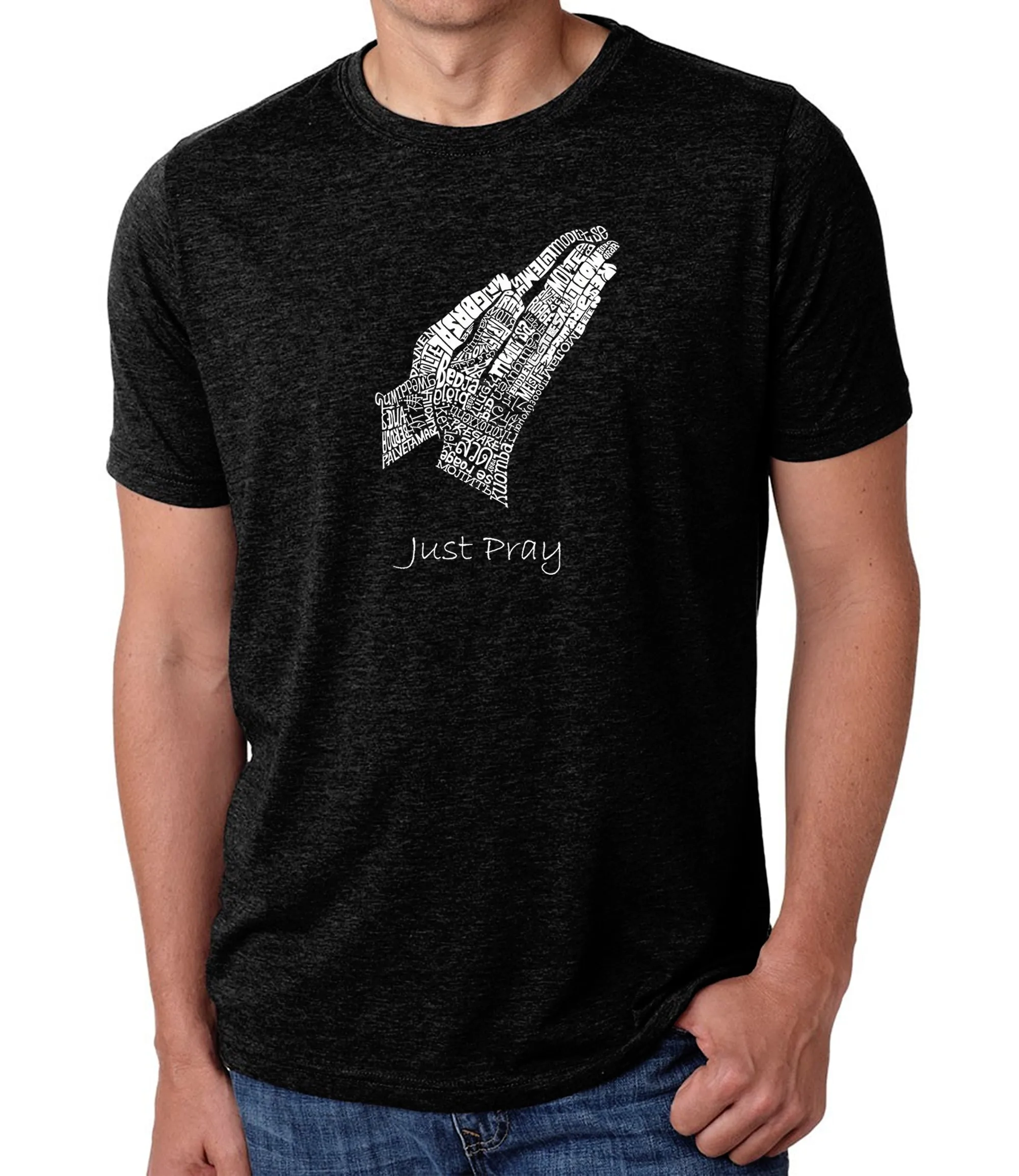 Prayer Hands - Men's Premium Blend Word Art T-Shirt sold by LA Pop Art