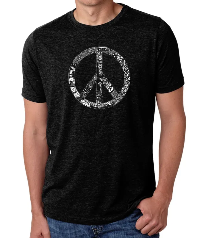 PEACE, LOVE, & MUSIC - Men's Premium Blend Word Art T-Shirt sold by LA Pop Art