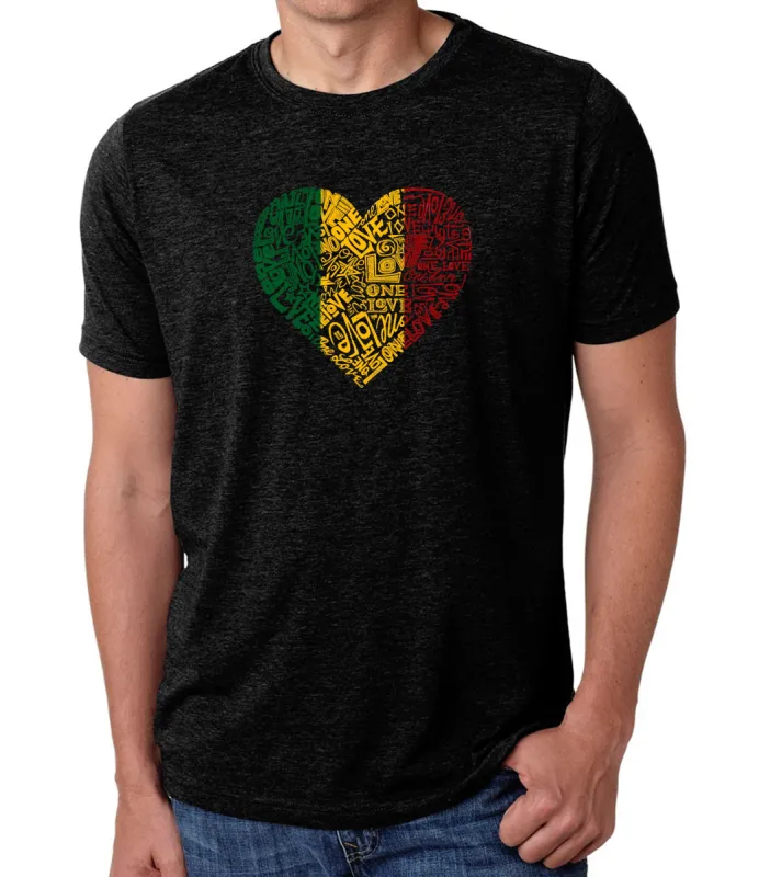 One Love Heart - Men's Premium Blend Word Art T-Shirt sold by LA Pop Art