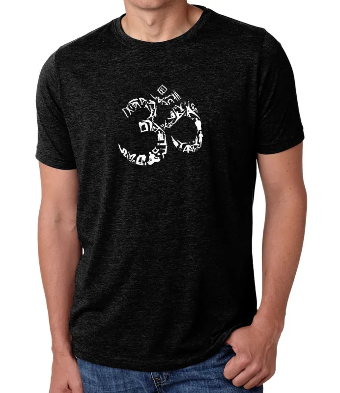 THE OM SYMBOL OUT OF YOGA POSES - Men's Premium Blend Word Art T-Shirt sold by LA Pop Art