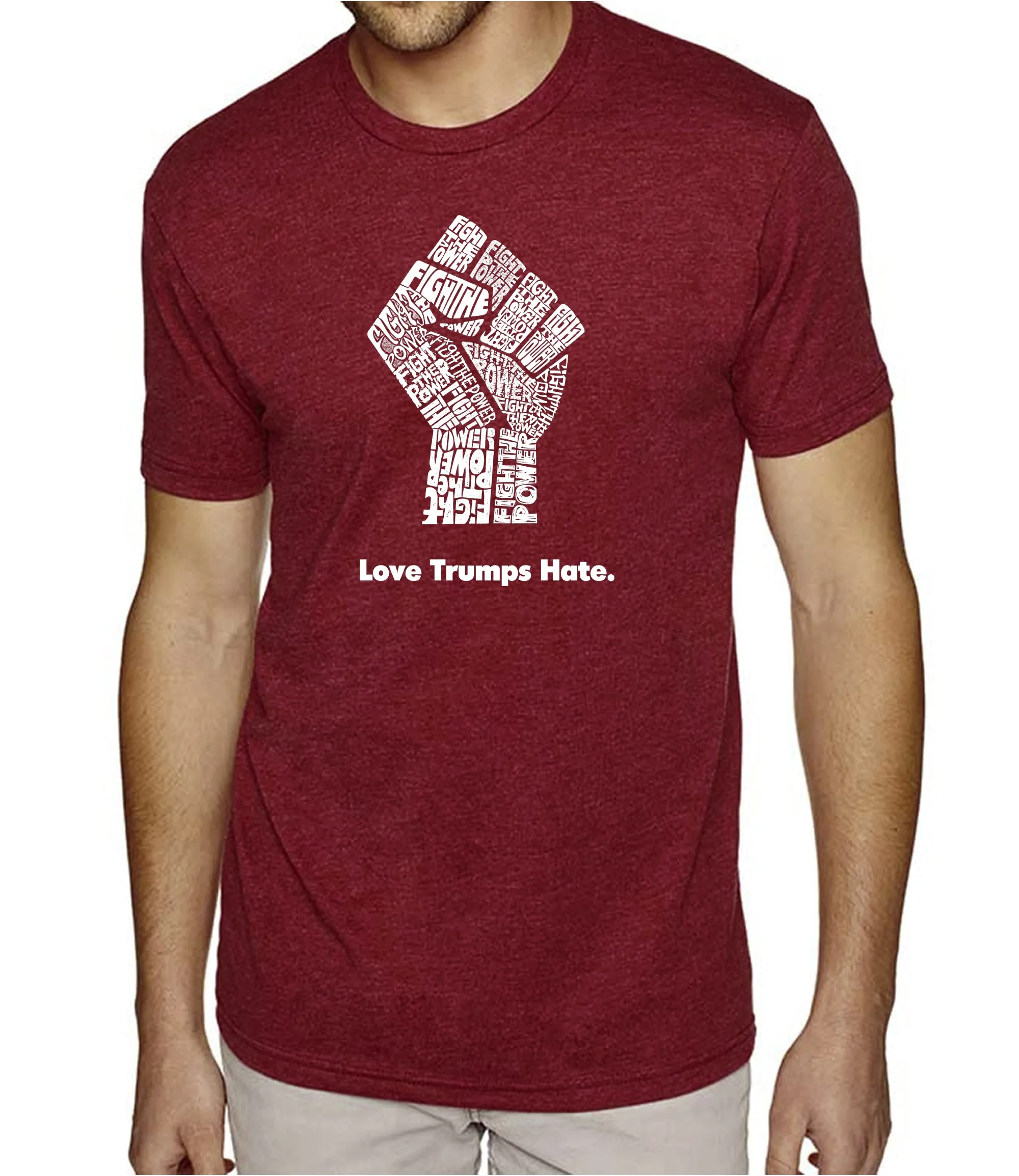 Love Trumps Hate Fist - Men's Premium Blend Word Art T-Shirt sold by LA Pop Art product image thumbnail 4