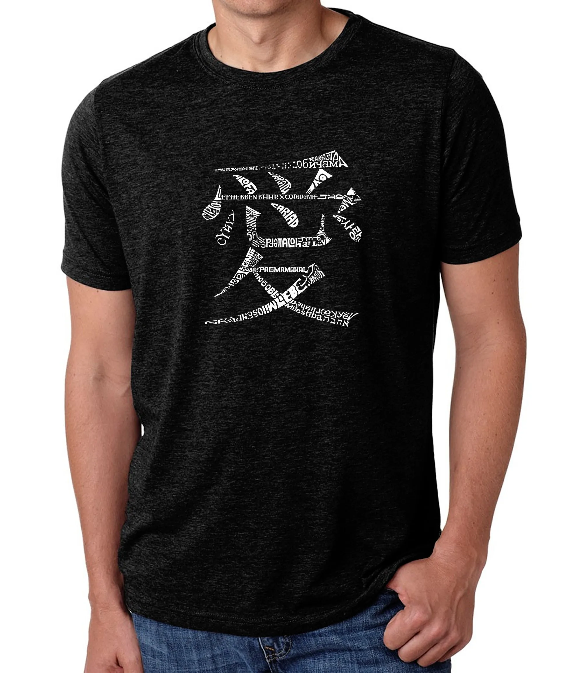 The Word Love in 44 Languages - Men's Premium Blend Word Art T-Shirt sold by LA Pop Art