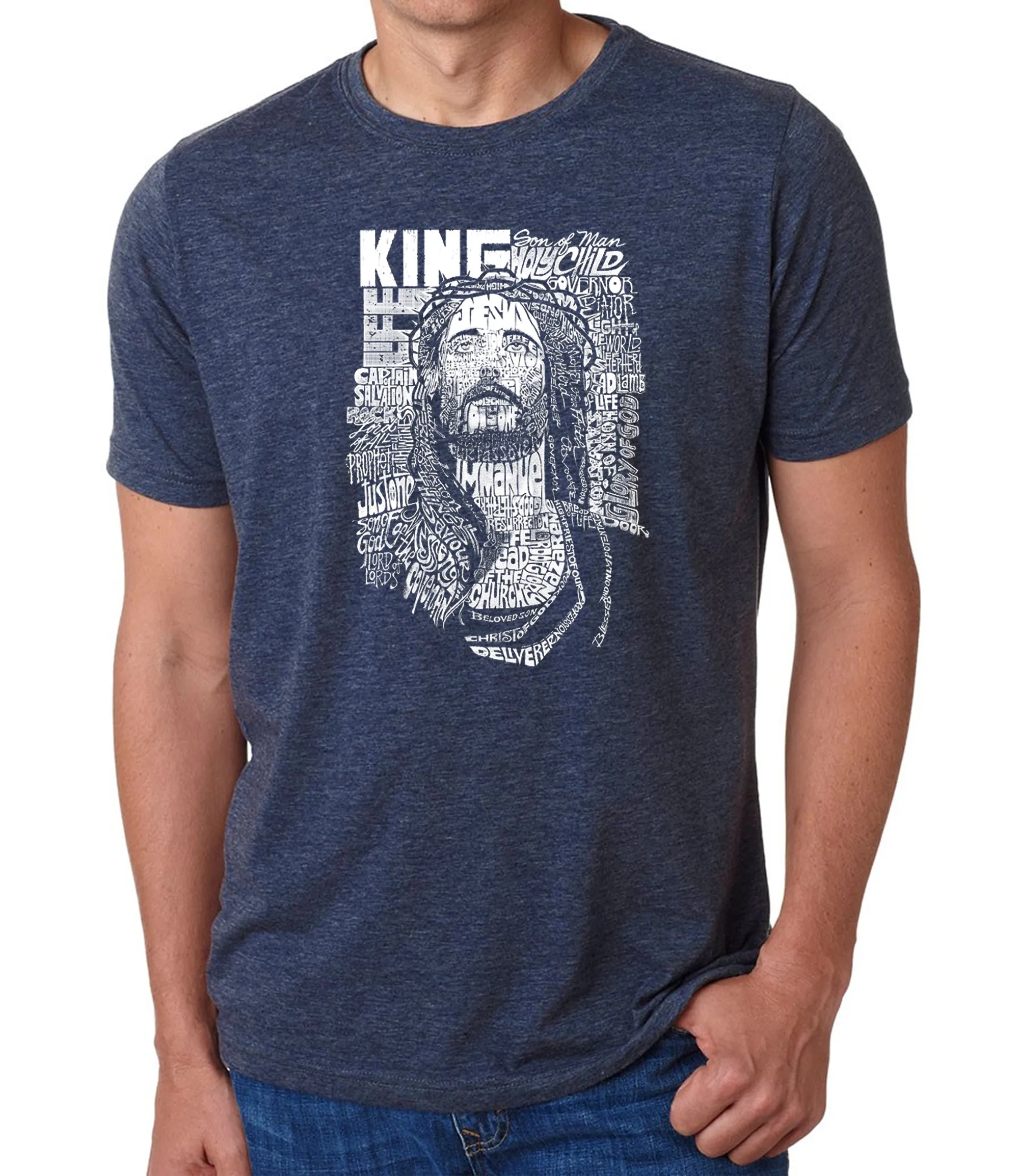 JESUS - Men's Premium Blend Word Art T-Shirt sold by LA Pop Art product image thumbnail 3