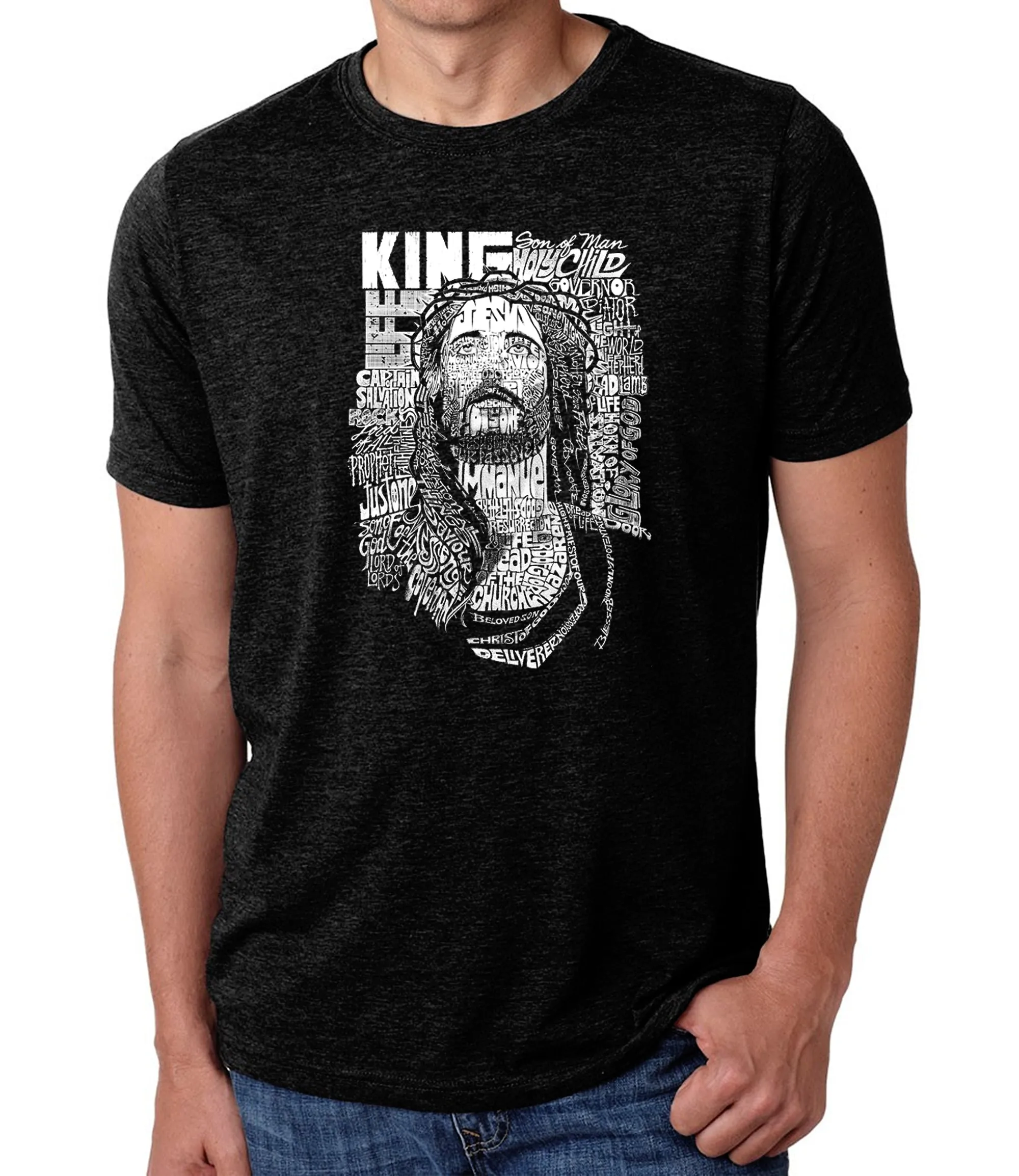 JESUS - Men's Premium Blend Word Art T-Shirt sold by LA Pop Art